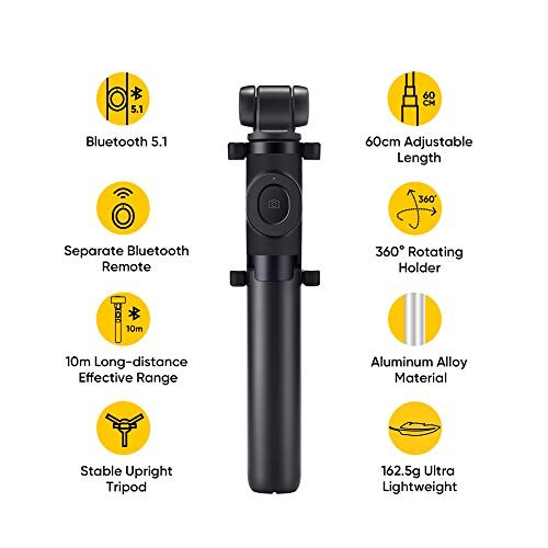 Realme Selfie Stick With Tripod And Wireless Bluetooth 5.1 Remote- Black